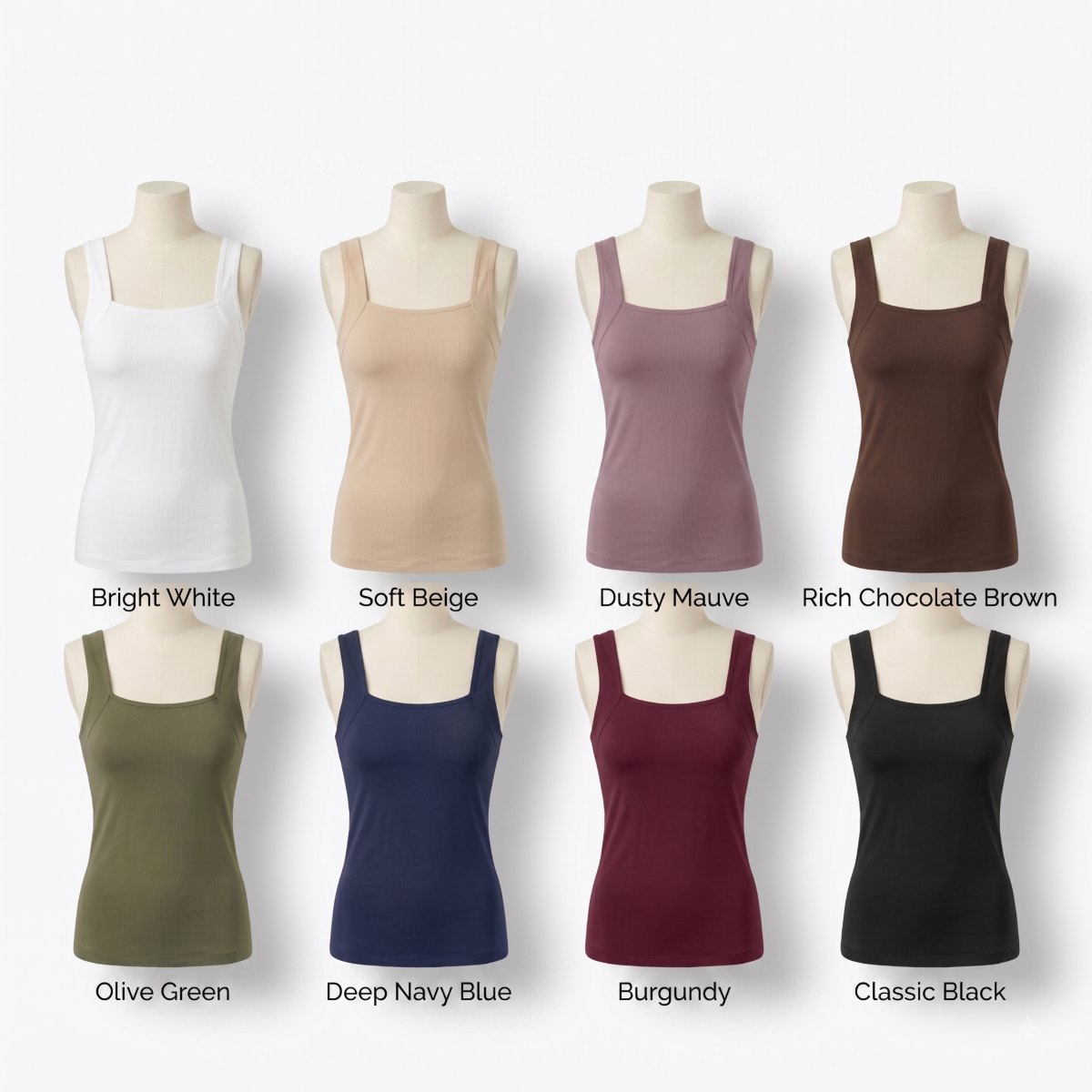 The tank in eight colourways