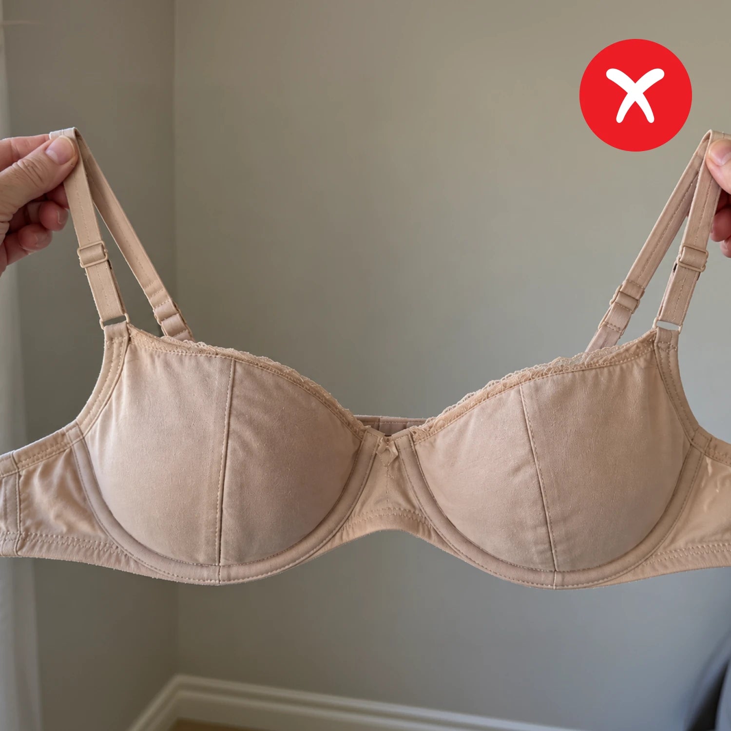 Diagram of a traditional bra concentrating bust weight on two straps and a tight band
