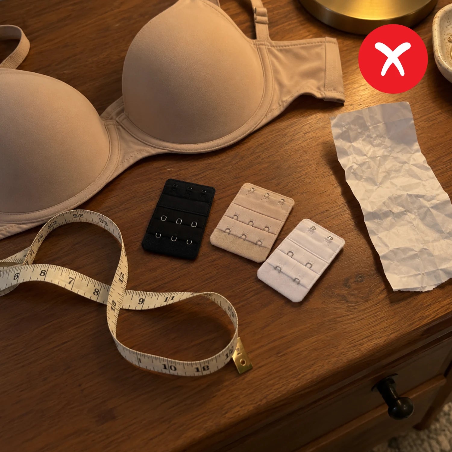 Measuring tape and plastic bra extenders