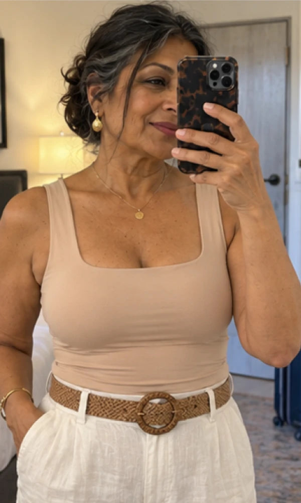 Andrea talking about wearing Maggie’s Tank