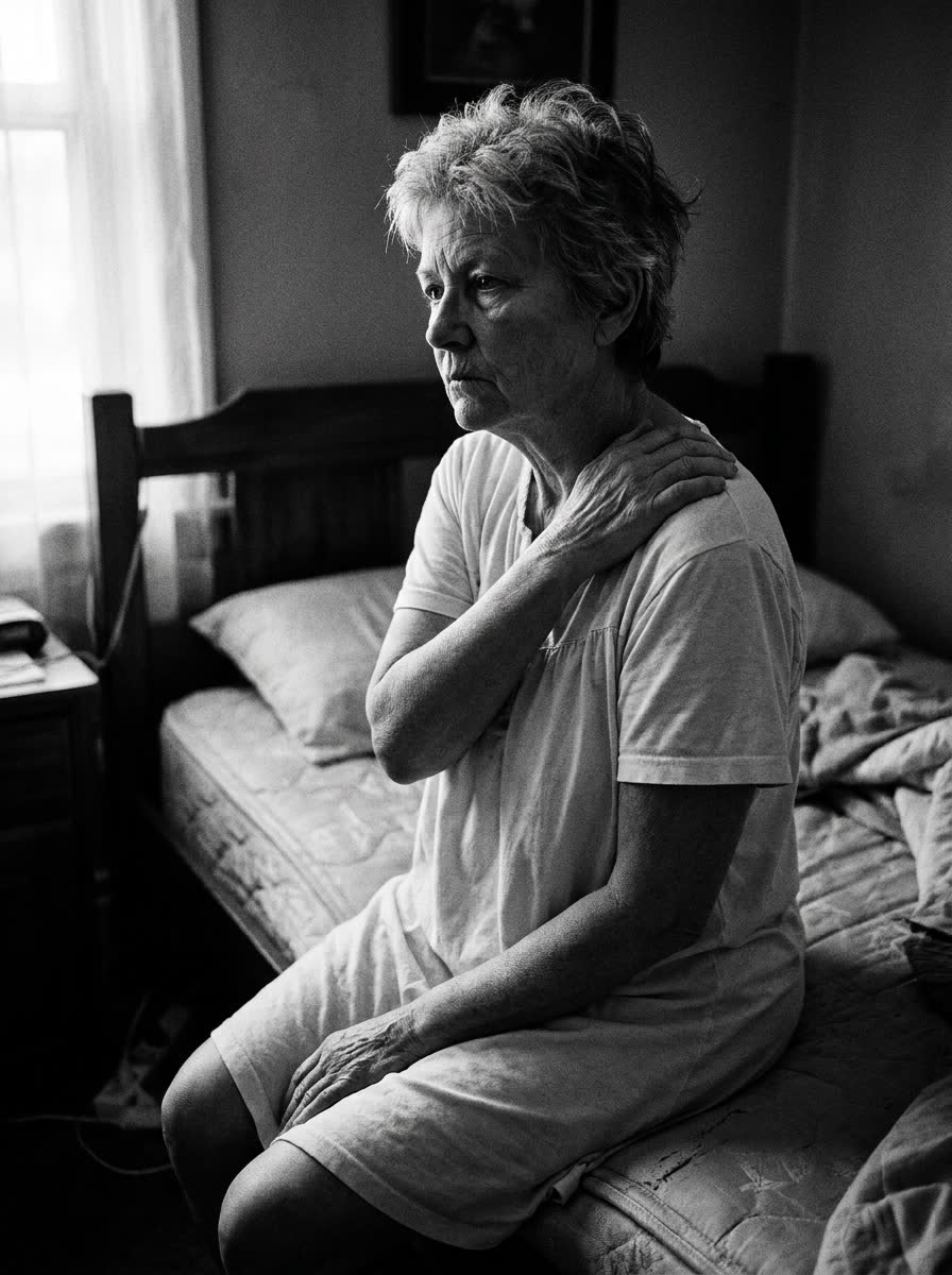 Woman easing a stiff shoulder