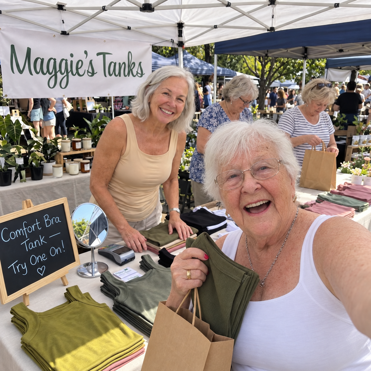 Maggie's Tanks at the market